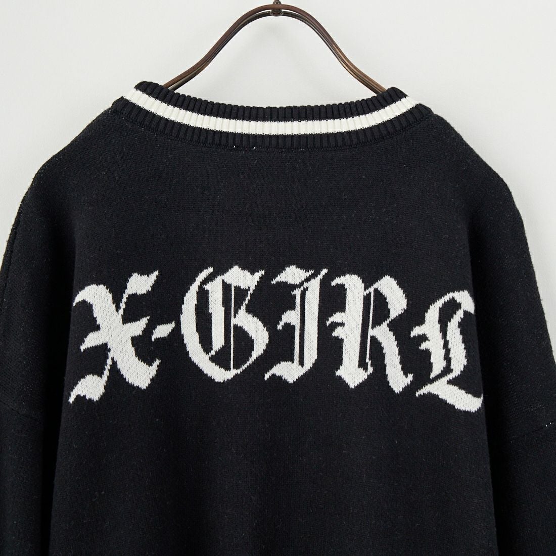 X-girl [エックスガール] ナンバリングジャガードニット [105254015005] BLACK