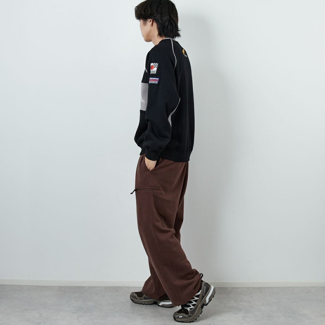 HONDA × JEANSFACTORY [ホンダ × ジーンズファクトリー] レーシングスウェット [JFC-254-088] BLACK &&モデル身長：179cm 着用サイズ：L&&