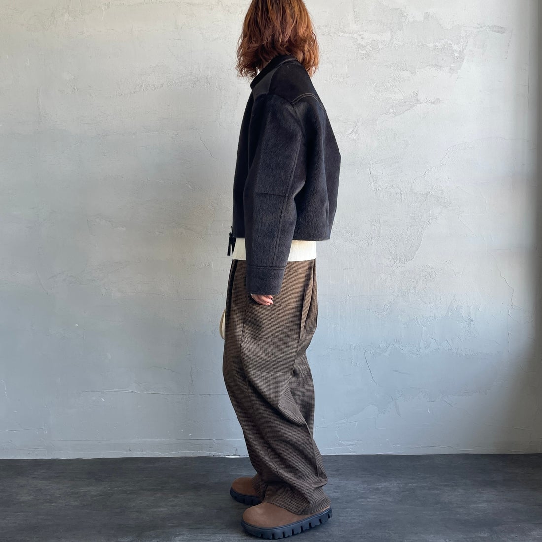 Noir Fabrik [ヌワールファブリック] ホースファージップジャケット [25551-HN] BROWN &&モデル身長：158cm 着用サイズ：F&&