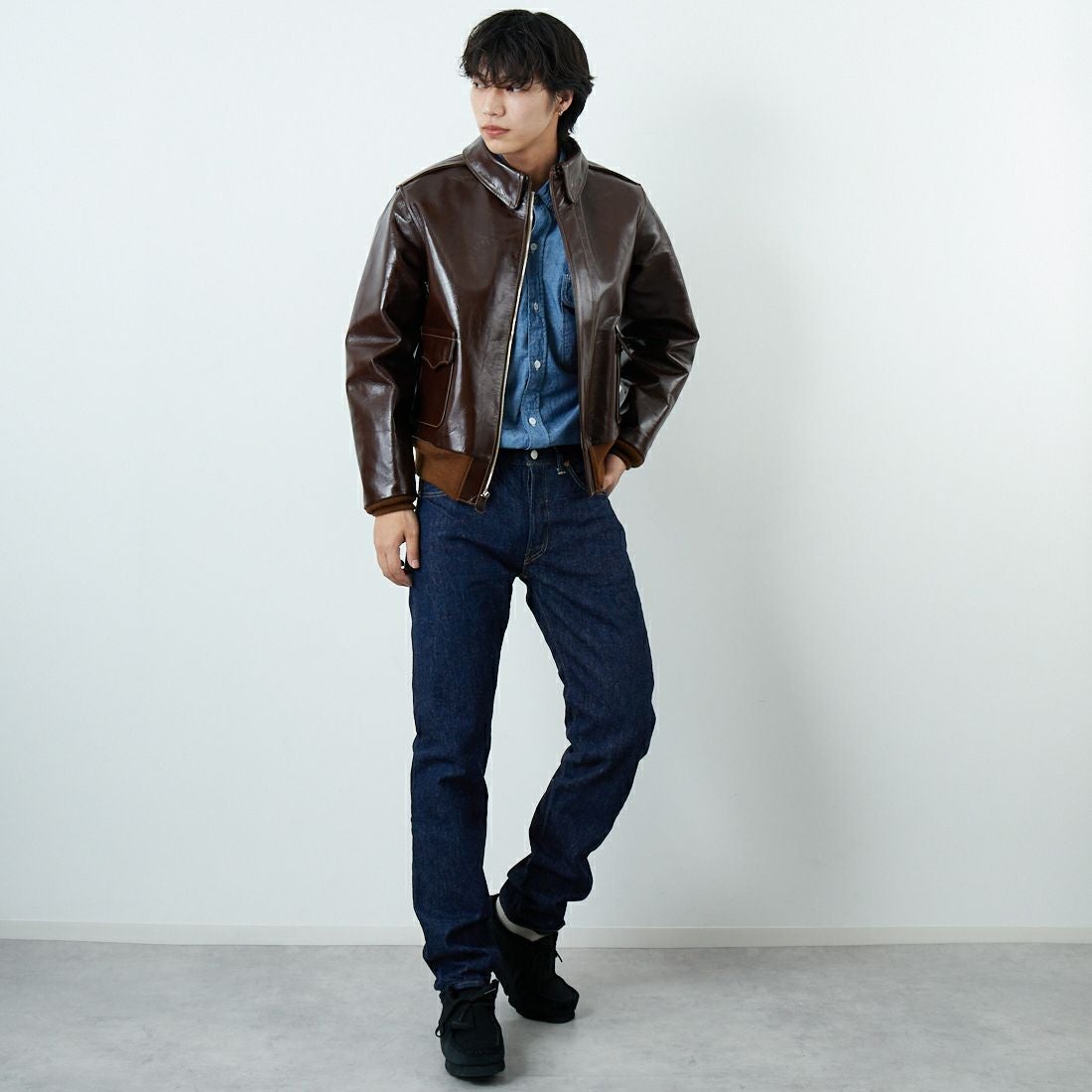 WAREHOUSE [ウエアハウス] Lot 900XX スリムジーンズ [900XX] ONE WASH &&モデル身長：179cm 着用サイズ：29&&