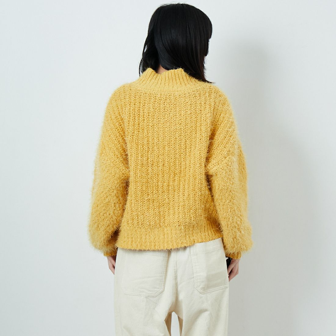 Jf Ready Made [ジェイエフレディメイド] バスケットモール スタンドネックプルオーバー [3225420]ｲｴﾛｰ &&モデル身長：162cm 着用サイズ：F&&