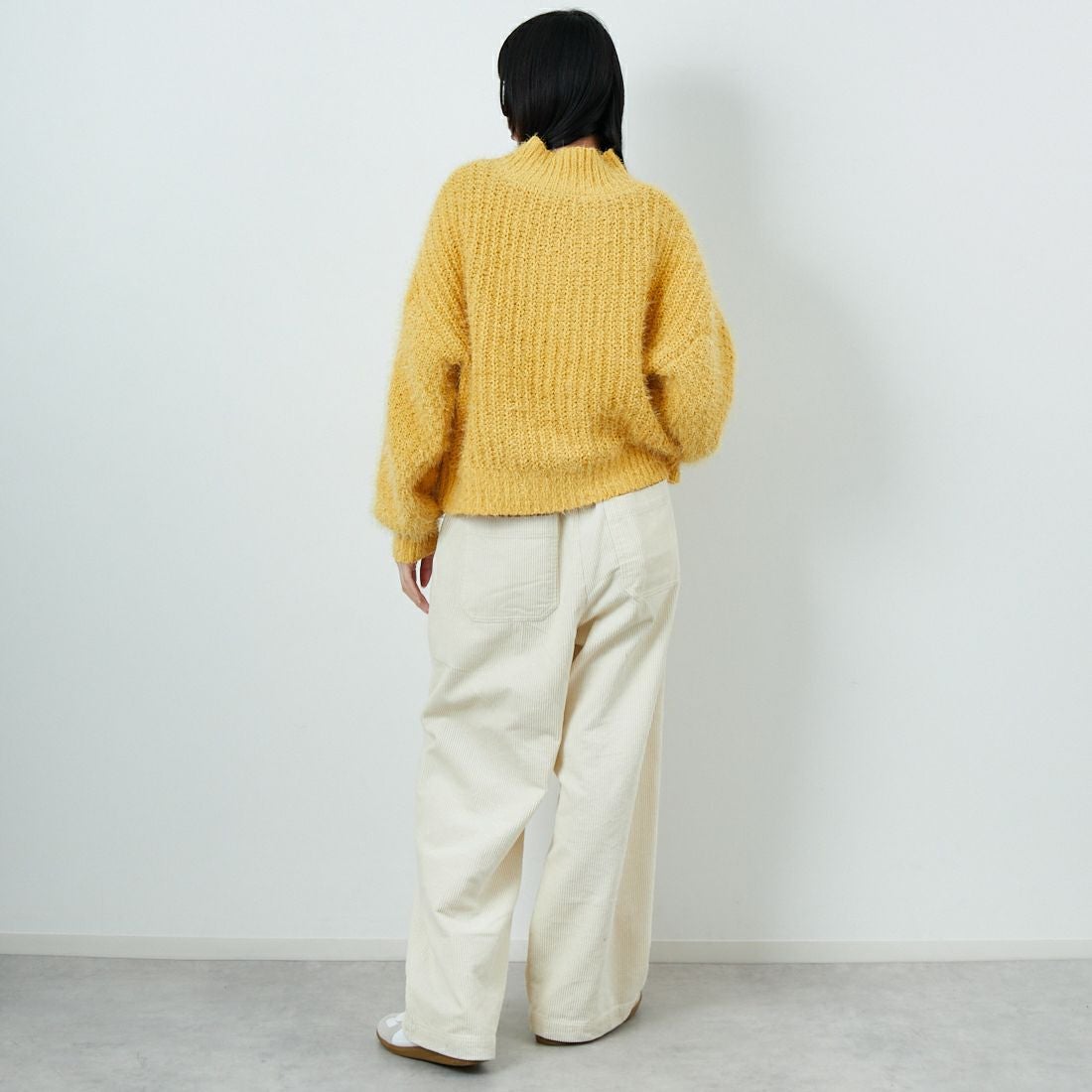 Jf Ready Made [ジェイエフレディメイド] バスケットモール スタンドネックプルオーバー [3225420]ｲｴﾛｰ &&モデル身長：162cm 着用サイズ：F&&