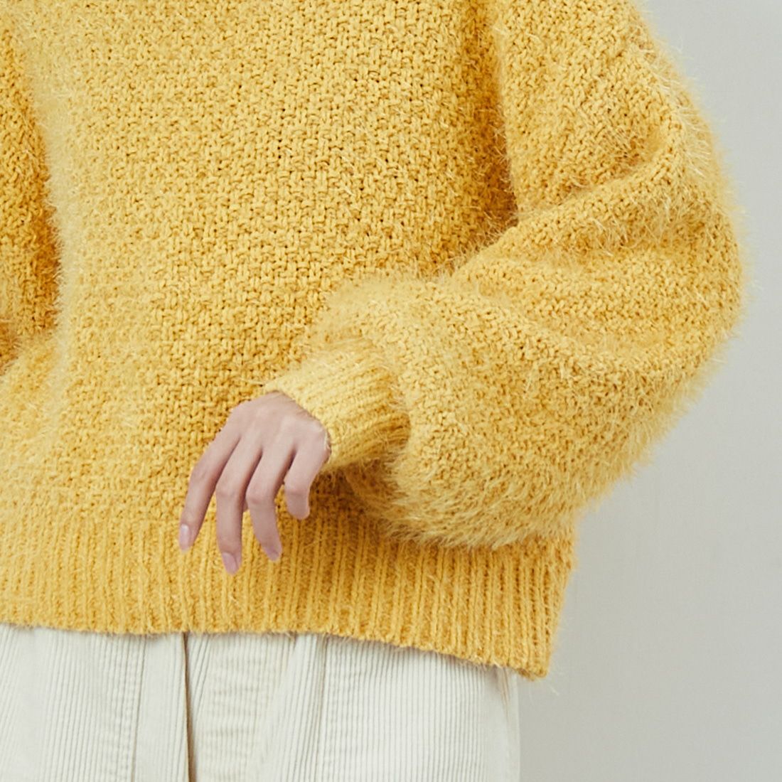 Jf Ready Made [ジェイエフレディメイド] バスケットモール スタンドネックプルオーバー [3225420]ｲｴﾛｰ &&モデル身長：162cm 着用サイズ：F&&