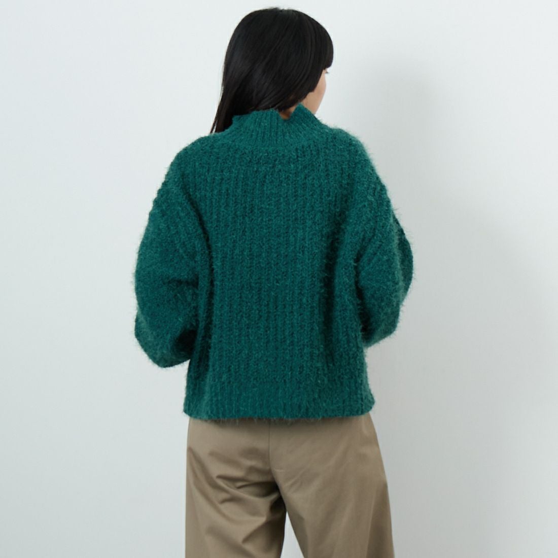 Jf Ready Made [ジェイエフレディメイド] バスケットモール スタンドネックプルオーバー [3225420]ｸﾞﾘｰﾝ &&モデル身長：162cm 着用サイズ：F&&