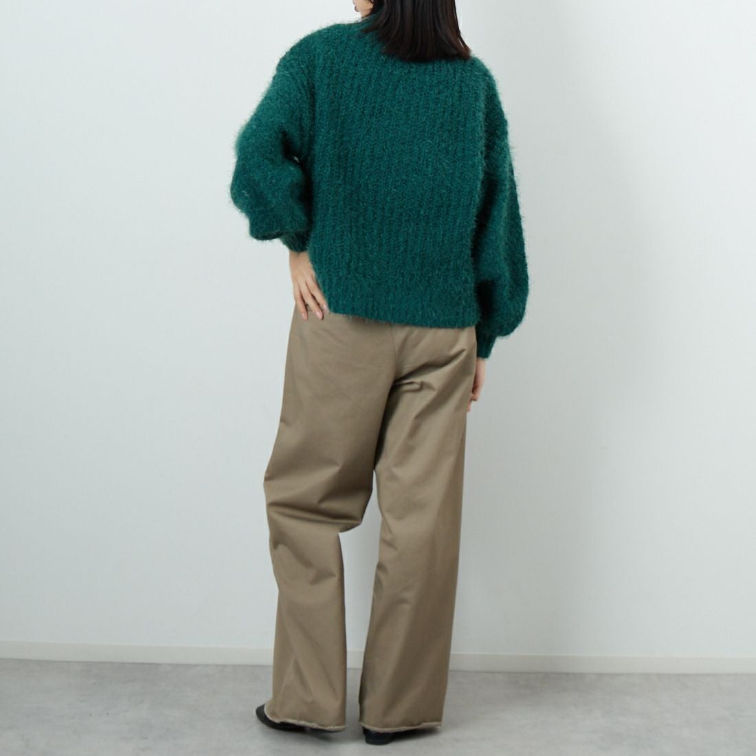 Jf Ready Made [ジェイエフレディメイド] バスケットモール スタンドネックプルオーバー [3225420]ｸﾞﾘｰﾝ &&モデル身長：162cm 着用サイズ：F&&