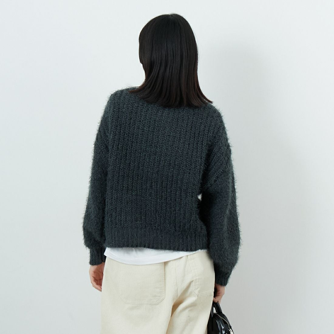 Jf Ready Made [ジェイエフレディメイド] バスケットモール スタンドネックプルオーバー [3225420]ﾁｬｺｰﾙｸﾞﾚｰ &&モデル身長：162cm 着用サイズ：F&&