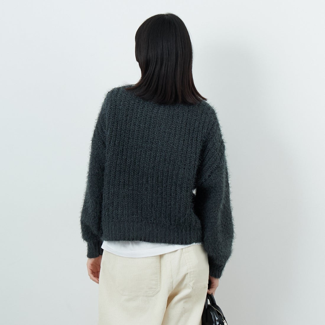 Jf Ready Made [ジェイエフレディメイド] バスケットモール スタンドネックプルオーバー [3225420]ﾁｬｺｰﾙｸﾞﾚｰ &&モデル身長：162cm 着用サイズ：F&&