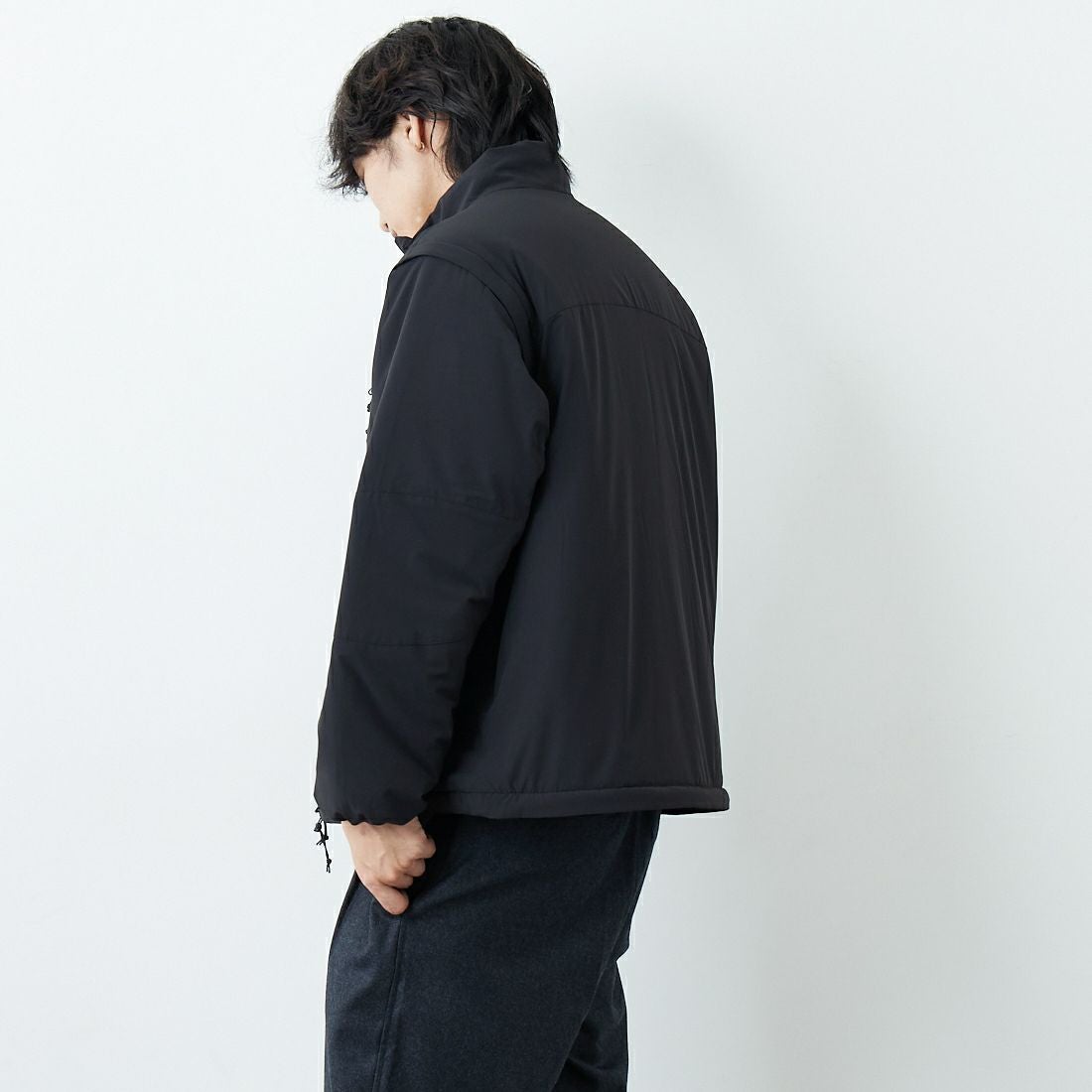 Jeans Factory Clothes [ジーンズファクトリークローズ] ECWCS スリングユニットジャケット [JFC-254-068] BLACK &&モデル身長：179cm 着用サイズ：M&&