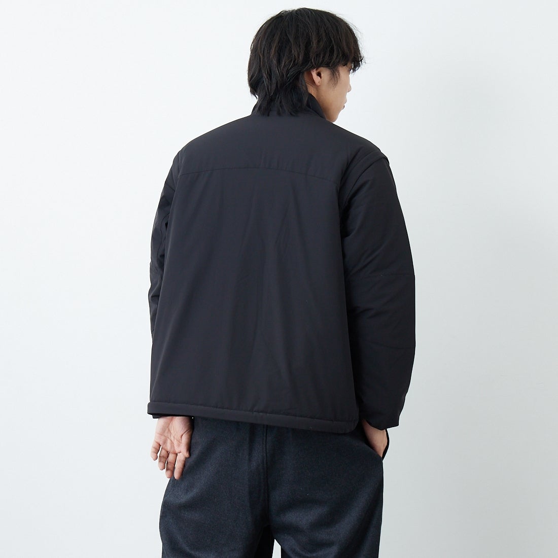 Jeans Factory Clothes [ジーンズファクトリークローズ] ECWCS スリングユニットジャケット [JFC-254-068] BLACK &&モデル身長：179cm 着用サイズ：M&&
