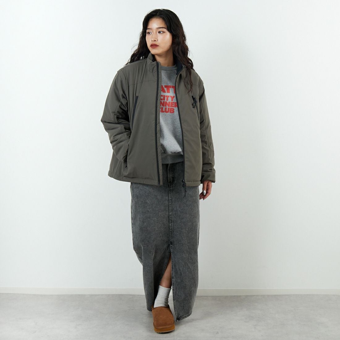 Jeans Factory Clothes [ジーンズファクトリークローズ] ECWCS スリングユニットジャケット [JFC-254-068]BROWN &&モデル身長：162cm 着用サイズ：S&&