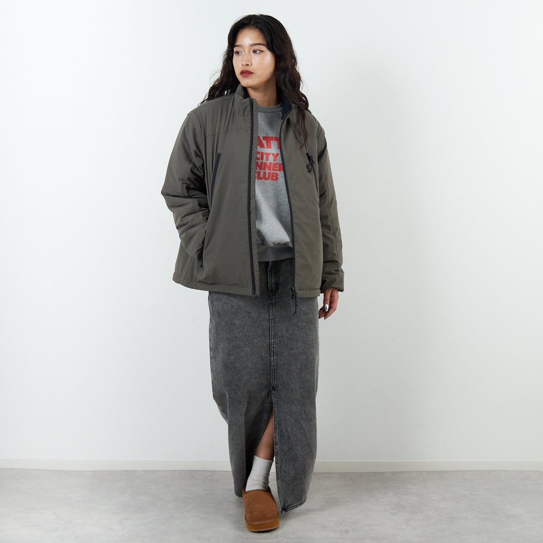 Jeans Factory Clothes [ジーンズファクトリークローズ] ECWCS スリングユニットジャケット [JFC-254-068]BROWN &&モデル身長：162cm 着用サイズ：S&&