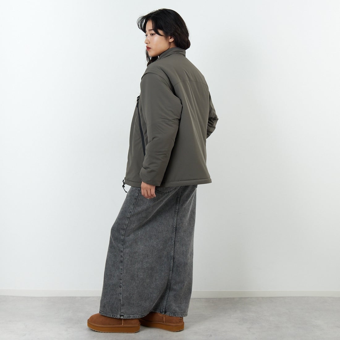 Jeans Factory Clothes [ジーンズファクトリークローズ] ECWCS スリングユニットジャケット [JFC-254-068]BROWN &&モデル身長：162cm 着用サイズ：S&&