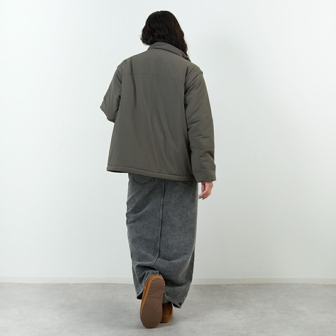 Jeans Factory Clothes [ジーンズファクトリークローズ] ECWCS スリングユニットジャケット [JFC-254-068]BROWN &&モデル身長：162cm 着用サイズ：S&&