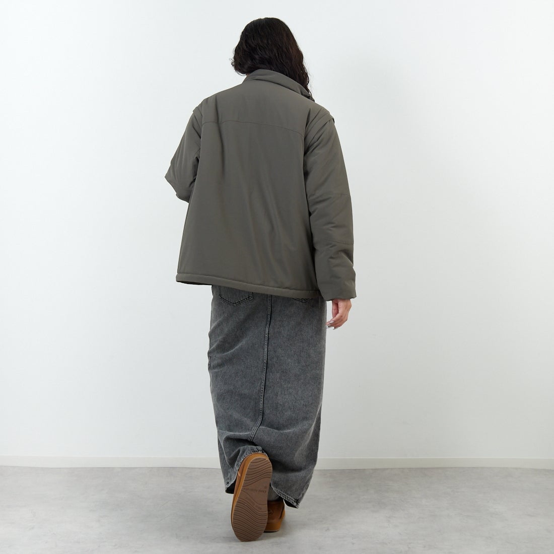 Jeans Factory Clothes [ジーンズファクトリークローズ] ECWCS スリングユニットジャケット [JFC-254-068]BROWN &&モデル身長：162cm 着用サイズ：S&&