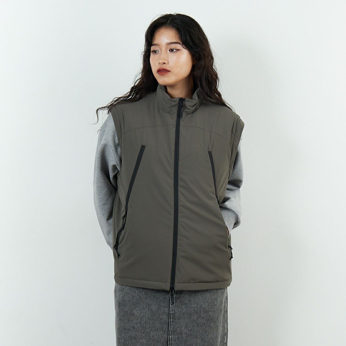 Jeans Factory Clothes [ジーンズファクトリークローズ] ECWCS スリングユニットジャケット [JFC-254-068]BROWN &&モデル身長：162cm 着用サイズ：S&&