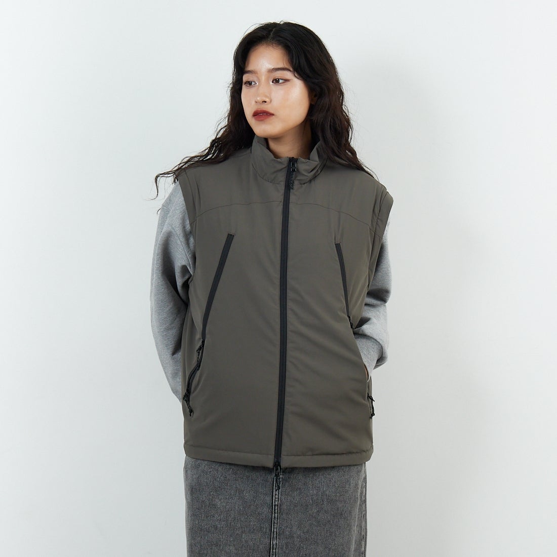 Jeans Factory Clothes [ジーンズファクトリークローズ] ECWCS スリングユニットジャケット [JFC-254-068]BROWN &&モデル身長：162cm 着用サイズ：S&&