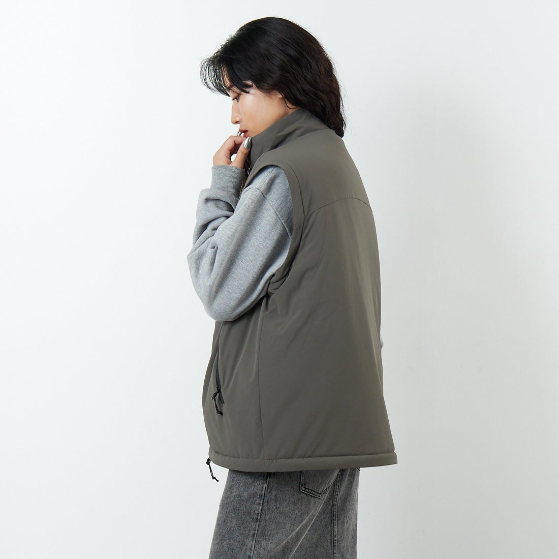 Jeans Factory Clothes [ジーンズファクトリークローズ] ECWCS スリングユニットジャケット [JFC-254-068]BROWN &&モデル身長：162cm 着用サイズ：S&&
