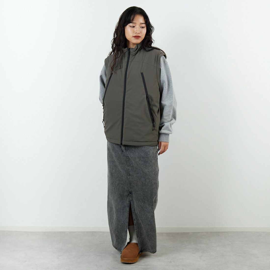 Jeans Factory Clothes [ジーンズファクトリークローズ] ECWCS スリングユニットジャケット [JFC-254-068]BROWN &&モデル身長：162cm 着用サイズ：S&&