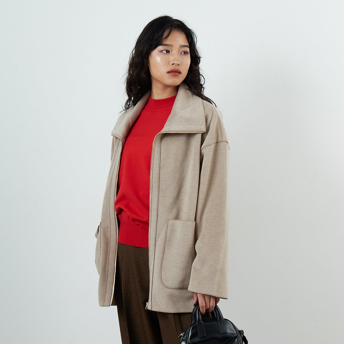 61 ﾍﾞｰｼﾞｭ&&モデル身長：162cm 着用サイズ：F&&