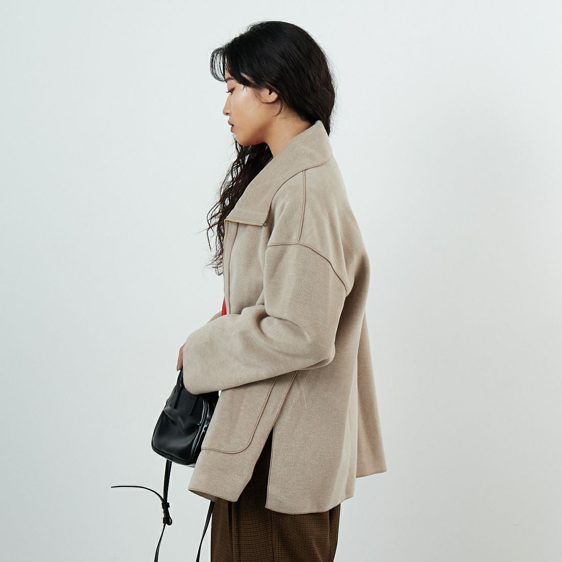 Jf Ready Made [ジェイエフレディメイド] ニット両面パイルジャケット [8852151-01] 61 ﾍﾞｰｼﾞｭ &&モデル身長：162cm 着用サイズ：F&&