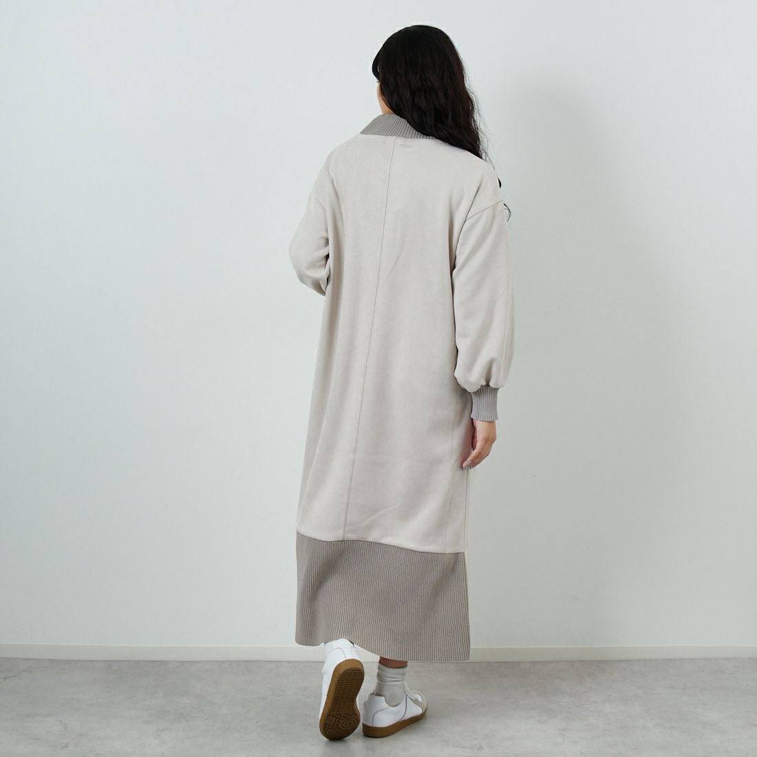 Jf Ready Made [ジェイエフレディメイド] スエードリブモックネックワンピース [3225611] ｸﾞﾚｰﾍﾞｰｼﾞｭ &&モデル身長：162cm 着用サイズ：F&&