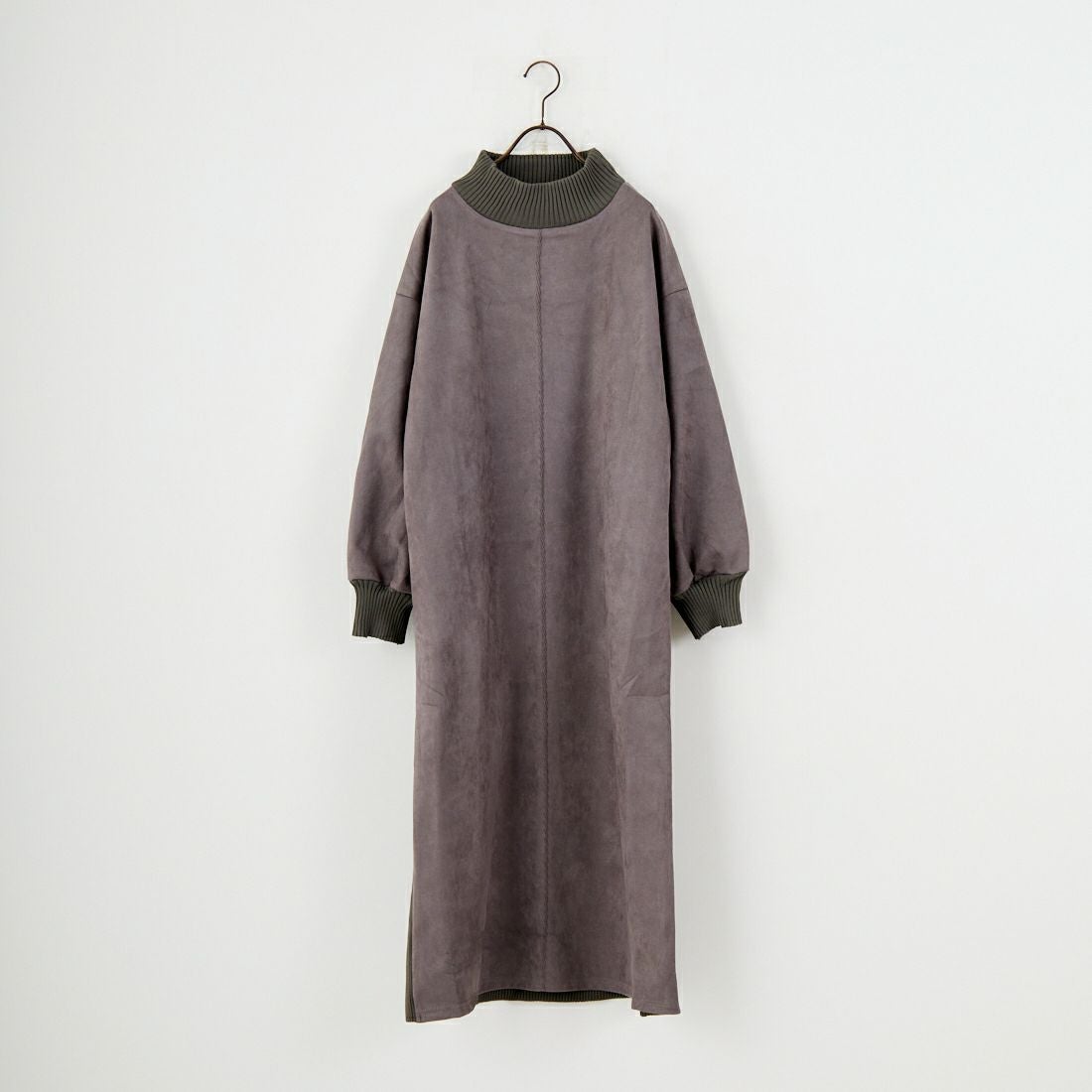 Jf Ready Made [ジェイエフレディメイド] スエードリブモックネックワンピース [3225611] ﾁｬｺｰﾙｸﾞﾚｰ