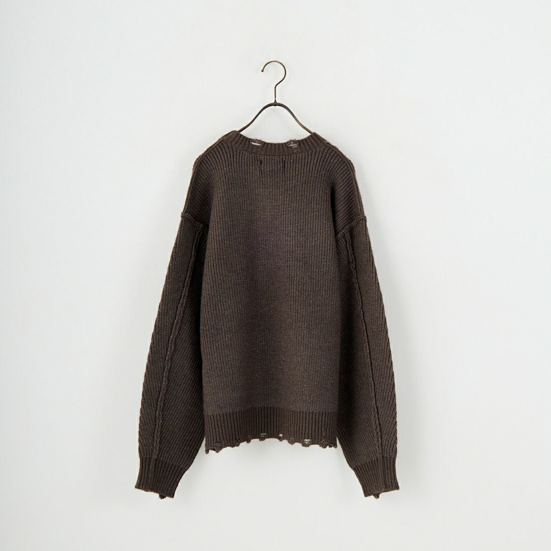 SLICK [スリック] マイクロヤーン クルーネックダメージニット [5151066] 500 BROWN