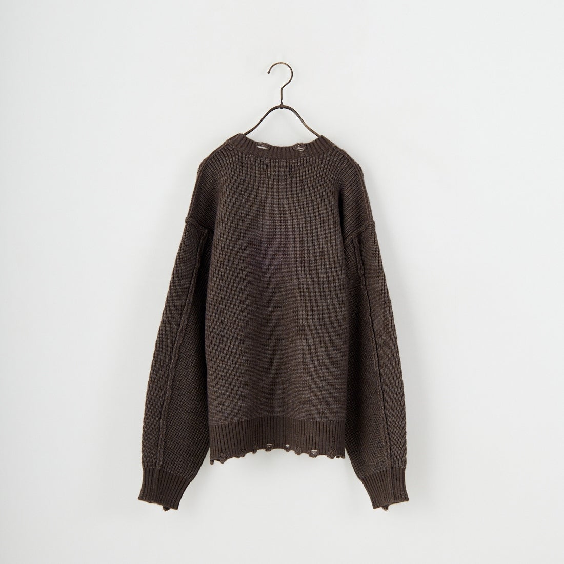 SLICK [スリック] マイクロヤーン クルーネックダメージニット [5151066] 500 BROWN