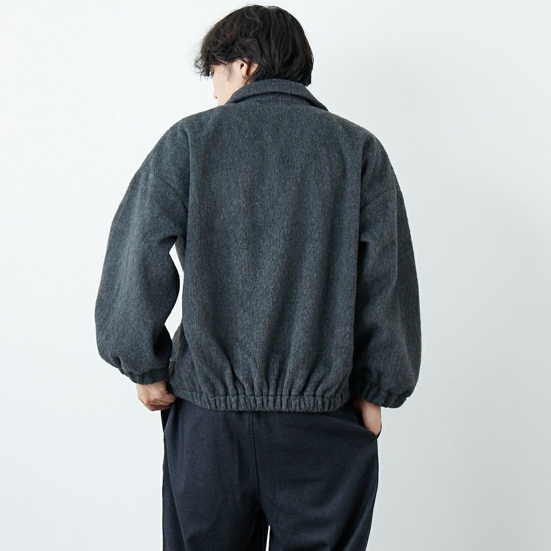 SLICK [スリック] シャギーメルトンジップアップブルゾン [5111062] 805 CHARCO &&モデル身長：179cm 着用サイズ：1&&