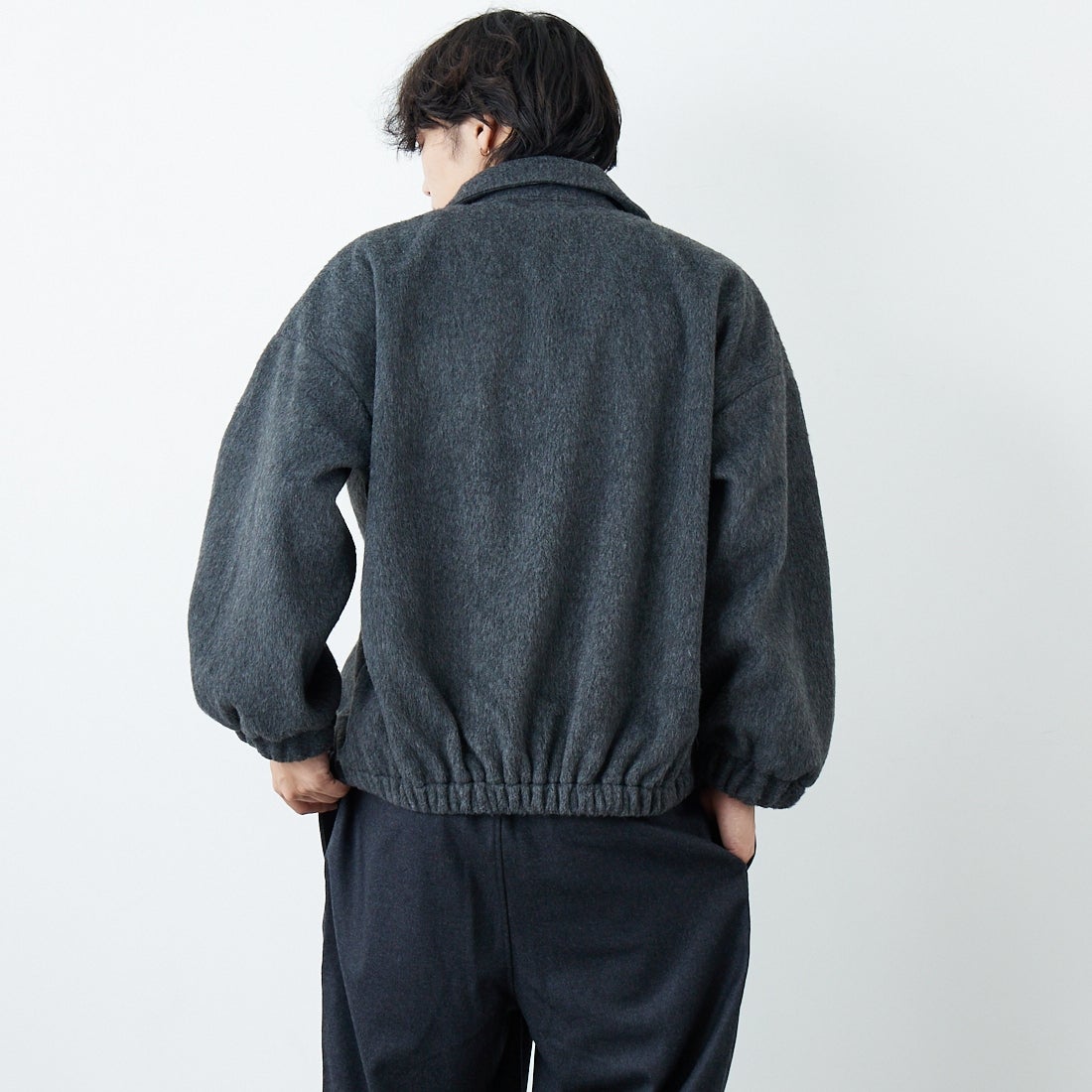 SLICK [スリック] シャギーメルトンジップアップブルゾン [5111062] 805 CHARCO &&モデル身長：179cm 着用サイズ：1&&