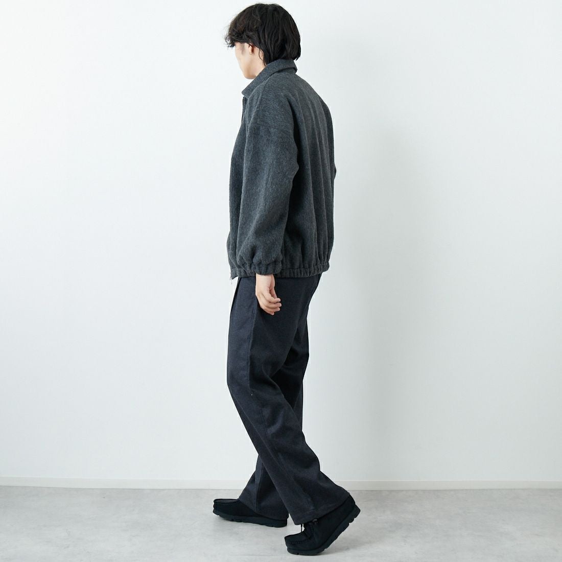 SLICK [スリック] シャギーメルトンジップアップブルゾン [5111062] 805 CHARCO &&モデル身長：179cm 着用サイズ：1&&