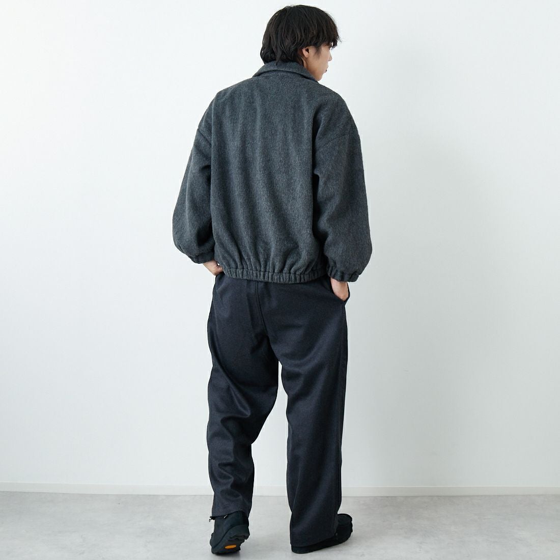 SLICK [スリック] シャギーメルトンジップアップブルゾン [5111062] 805 CHARCO &&モデル身長：179cm 着用サイズ：1&&