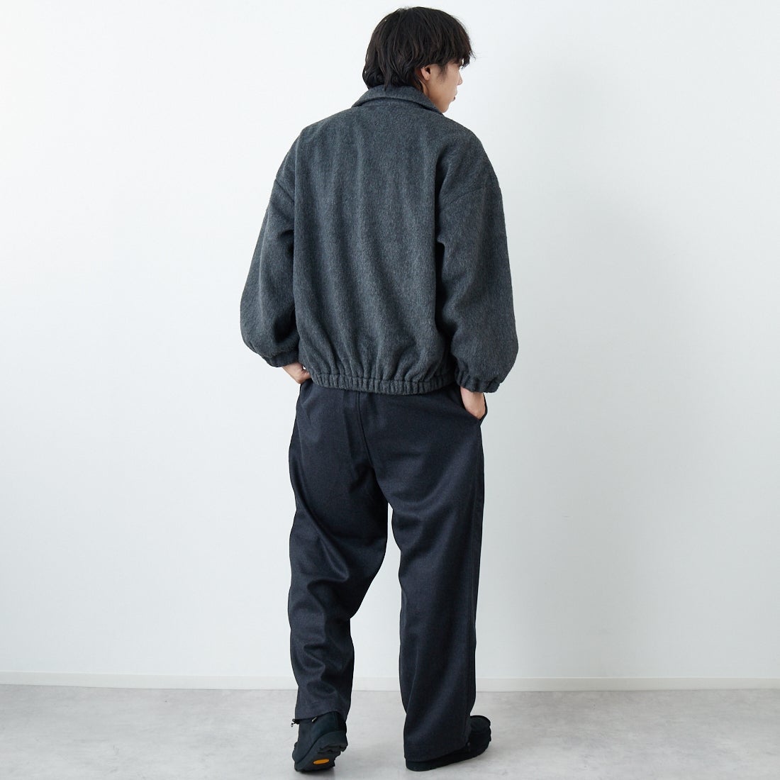 SLICK [スリック] シャギーメルトンジップアップブルゾン [5111062] 805 CHARCO &&モデル身長：179cm 着用サイズ：1&&