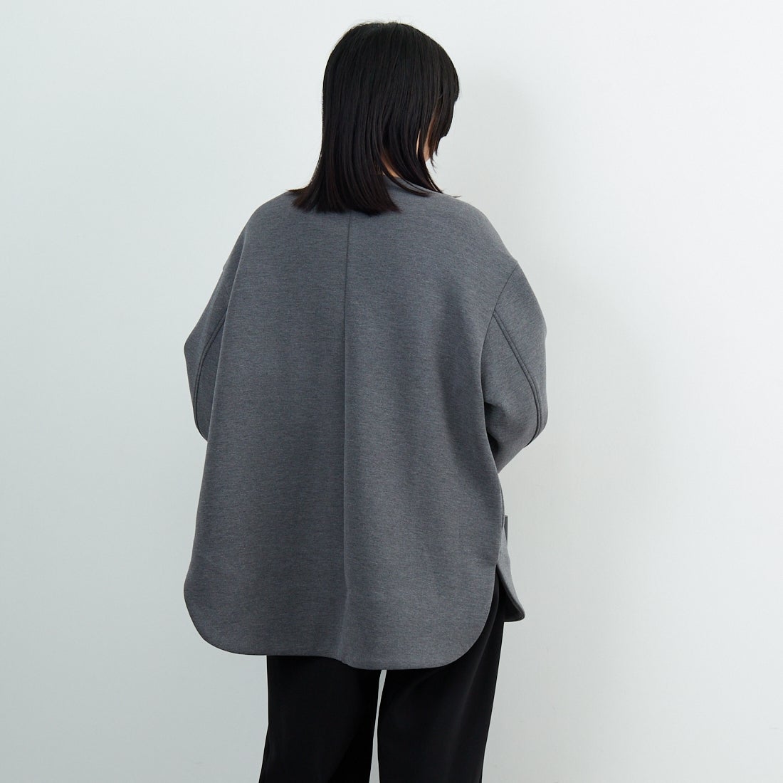 CLOCHE [クロシェ] ダンボールハーフコート [55085044] ﾁｬｺｰﾙ &&モデル身長：162cm 着用サイズ：2&&