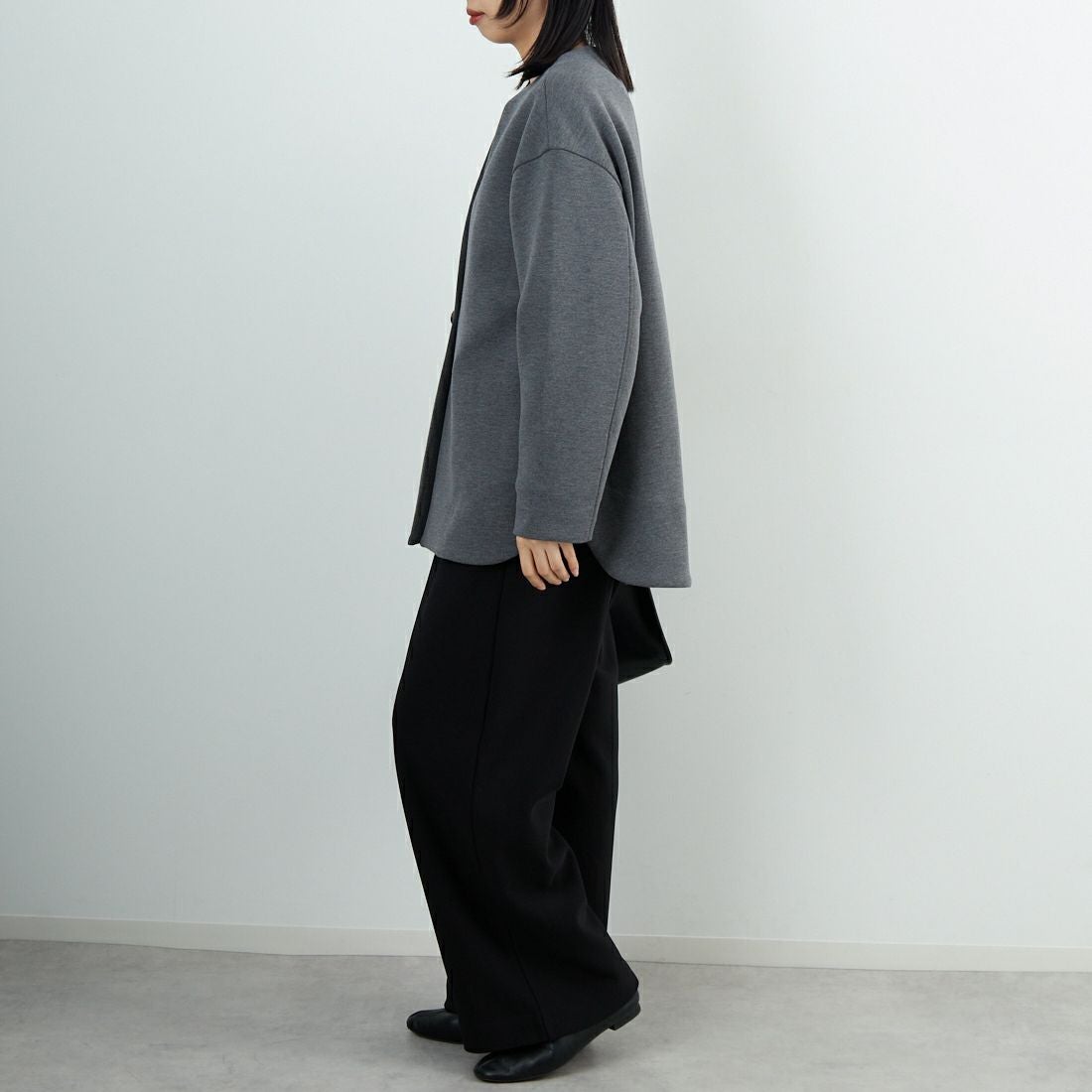 CLOCHE [クロシェ] ダンボールハーフコート [55085044] ﾁｬｺｰﾙ &&モデル身長：162cm 着用サイズ：2&&