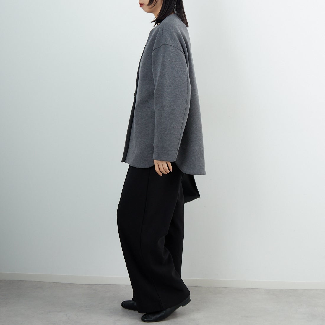 CLOCHE [クロシェ] ダンボールハーフコート [55085044] ﾁｬｺｰﾙ &&モデル身長：162cm 着用サイズ：2&&