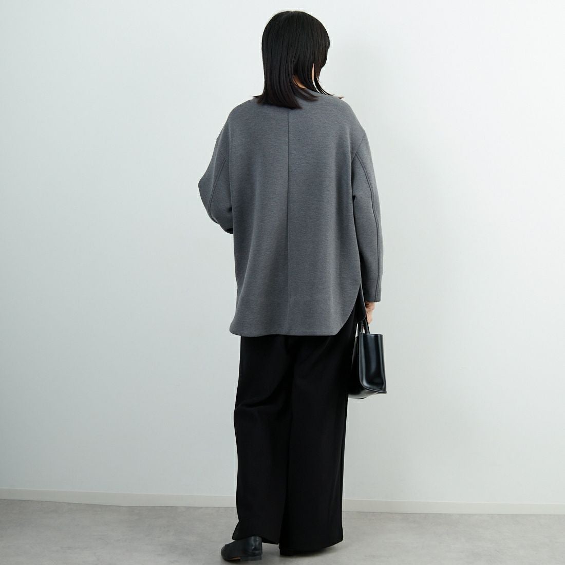 CLOCHE [クロシェ] ダンボールハーフコート [55085044] ﾁｬｺｰﾙ &&モデル身長：162cm 着用サイズ：2&&