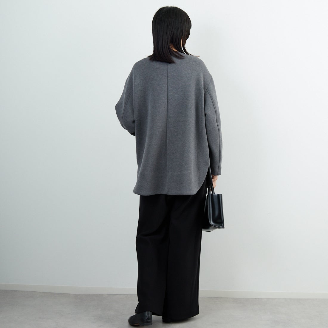 CLOCHE [クロシェ] ダンボールハーフコート [55085044] ﾁｬｺｰﾙ &&モデル身長：162cm 着用サイズ：2&&