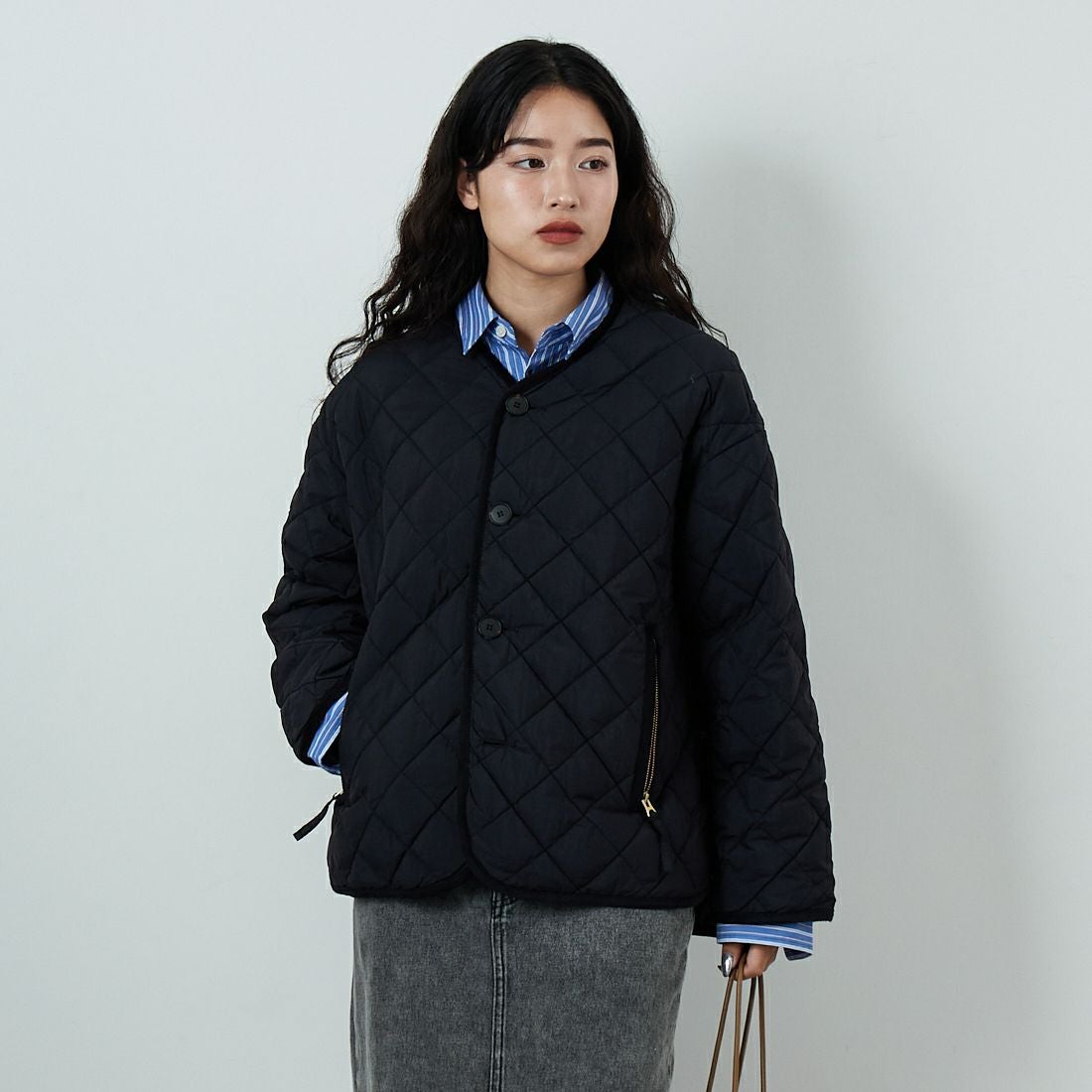 Gymphlex [ジムフレックス] キルトダウンカラーレスジャケット [GY-A0431NYM] BLACK