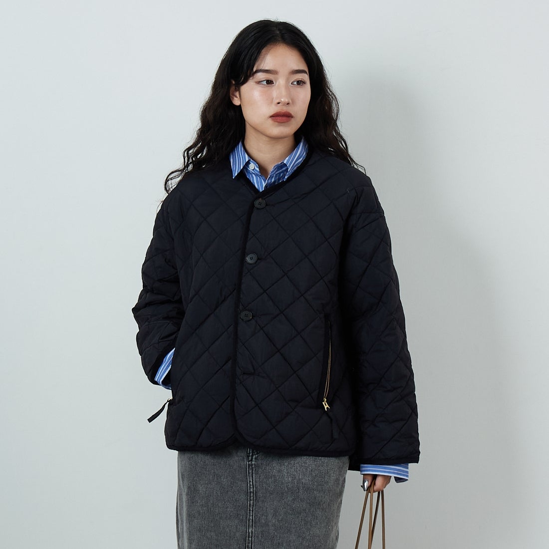 Gymphlex [ジムフレックス] キルトダウンカラーレスジャケット [GY-A0431NYM] BLACK