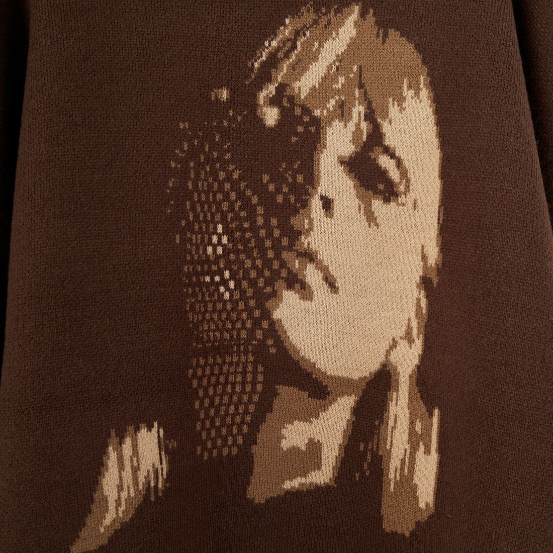 Noir Fabrik [ヌワールファブリック] 人物像柄ダブルジャガードニット [NF-254-097] B BRN/BEG