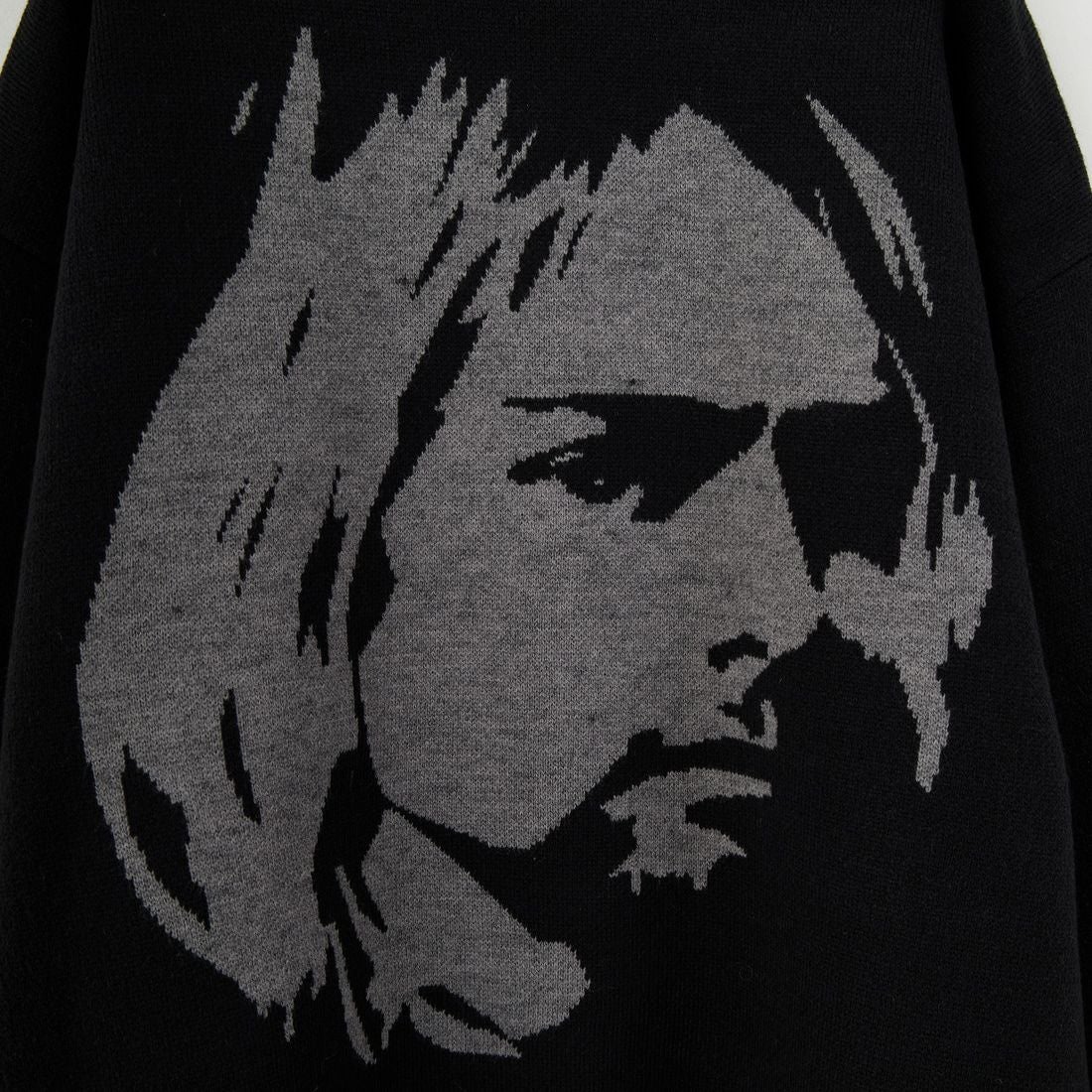 Noir Fabrik [ヌワールファブリック] 人物像柄ダブルジャガードニット [NF-254-097] A BLK/GRY