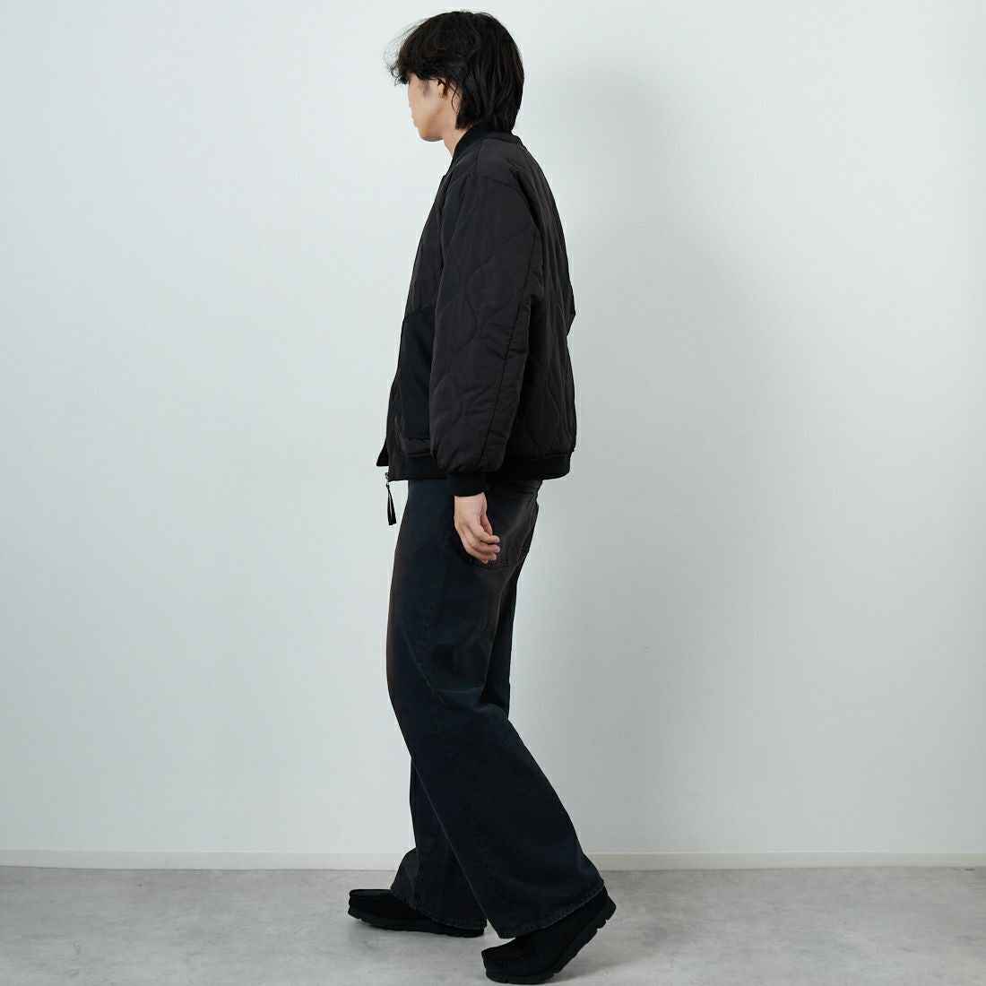 HELLO CALIF [ハローカリフ] キルティングボンバージャケット [511002IN] BLACK &&モデル身長：179cm 着用サイズ：M&&