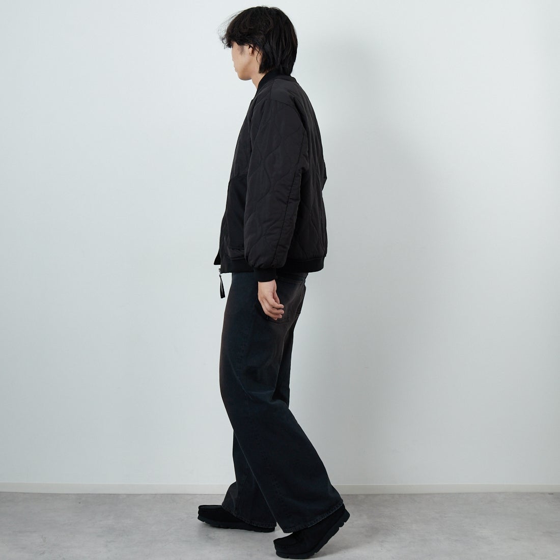 HELLO CALIF [ハローカリフ] キルティングボンバージャケット [511002IN] BLACK &&モデル身長：179cm 着用サイズ：M&&