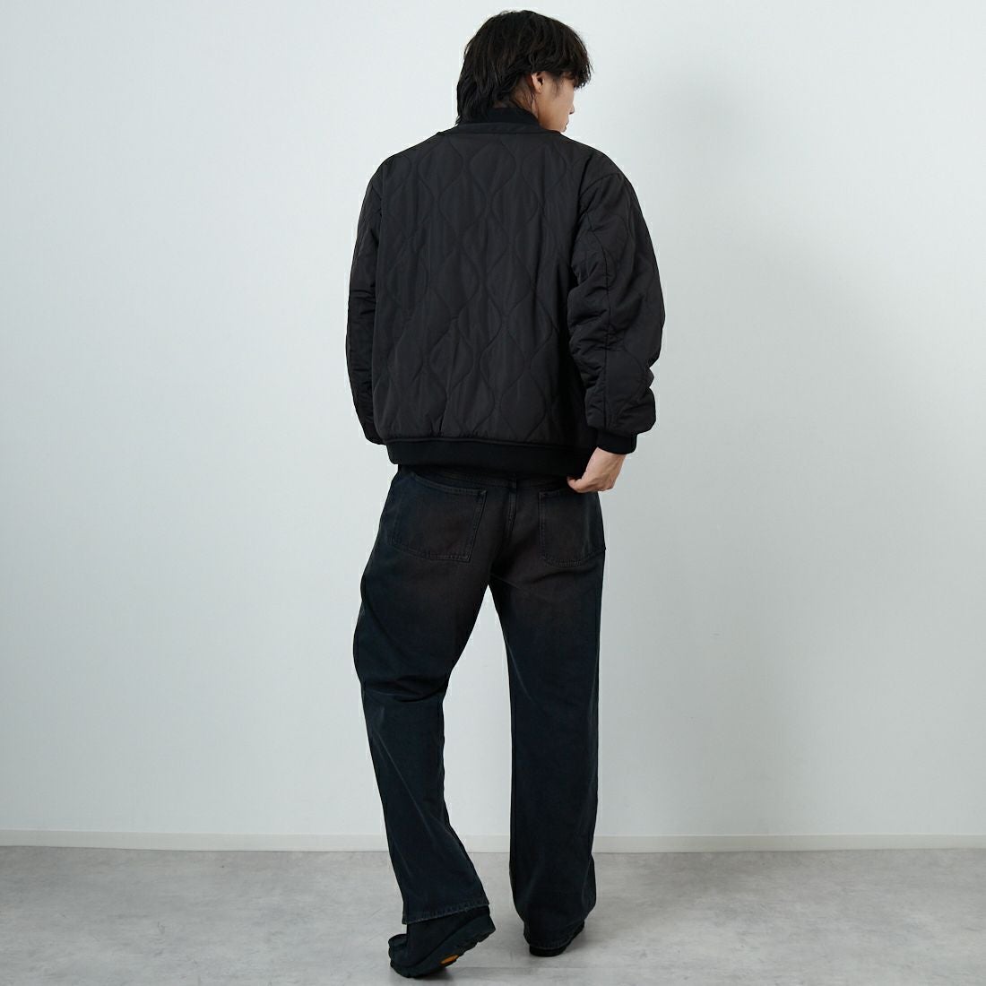 HELLO CALIF [ハローカリフ] キルティングボンバージャケット [511002IN] BLACK &&モデル身長：179cm 着用サイズ：M&&