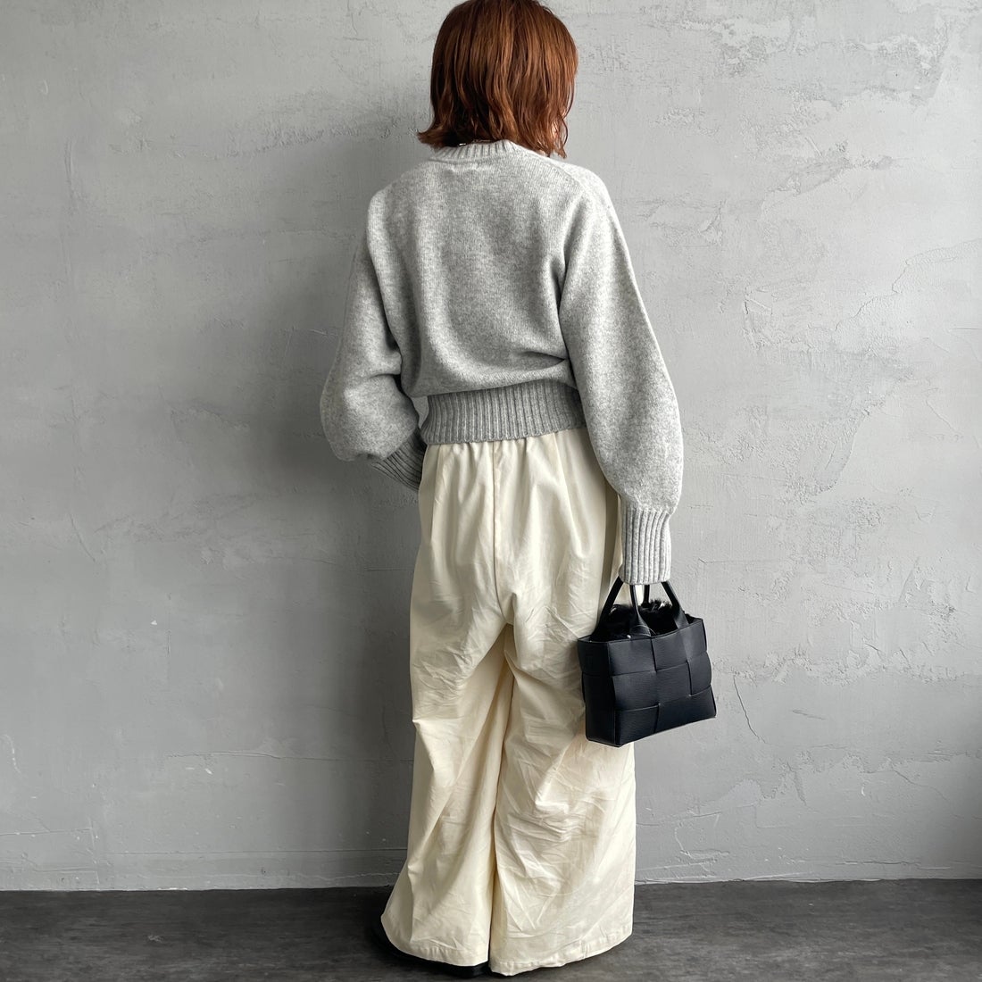 mizuiro ind [ミズイロインド] コーデュロイタックワイドパンツ [4-260067] 12C IVORY &&モデル身長：158cm 着用サイズ：F&&