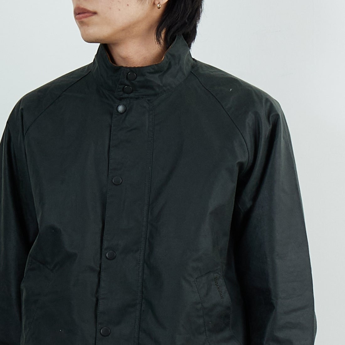 Barbour [バブアー] TRANSPORT/トランスポート スタンドカラーワックスブルゾン [MWX2497] SG91 &&モデル身長：179cm 着用サイズ：38&&