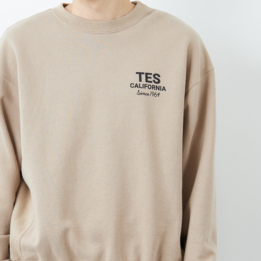 The Endless Summer [エンドレスサマー] 別注 BUHIダック バックプリントスウェット [FH-25774501-JF] BEIGE &&モデル身長：168cm 着用サイズ：M&&