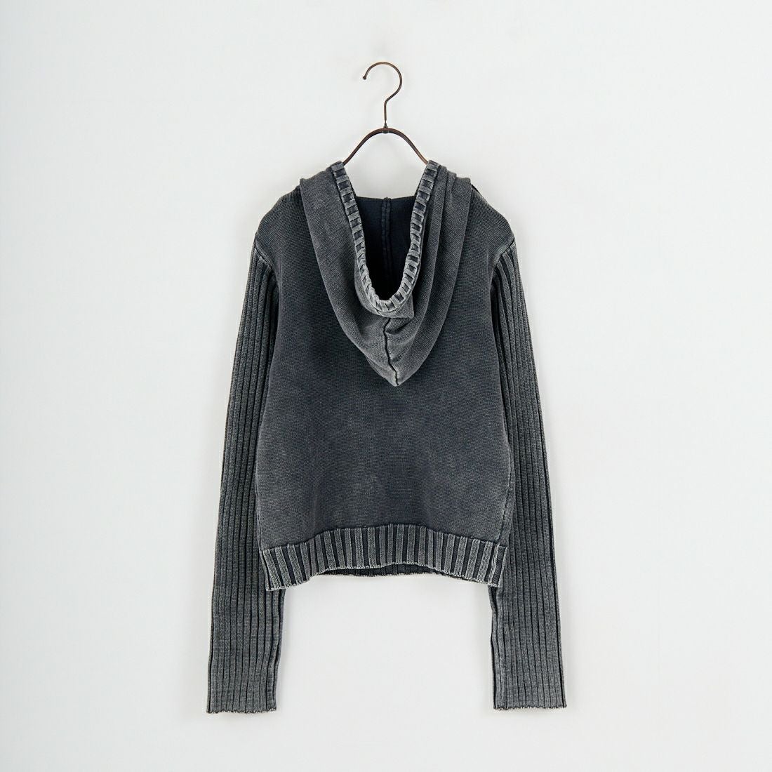 X-girl [エックスガール] フェイデッド ウーブンミックスニットフーディ [105254015011] BLACK