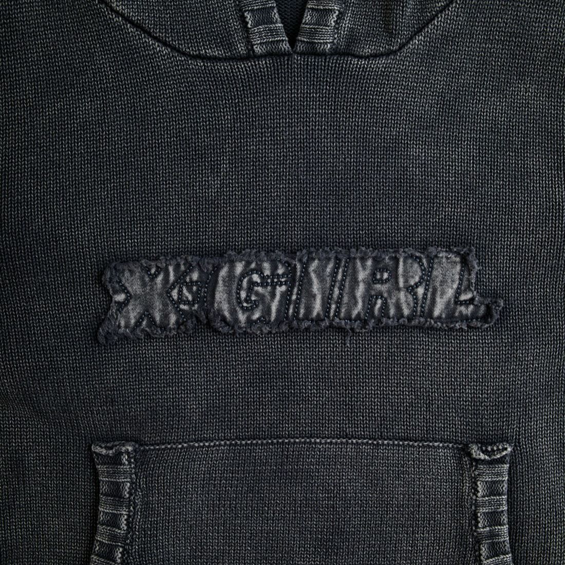 X-girl [エックスガール] フェイデッド ウーブンミックスニットフーディ [105254015011] BLACK